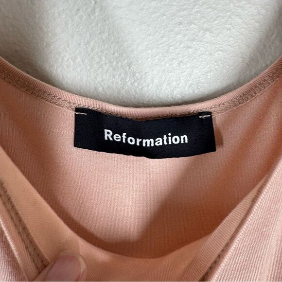 Reformation Rou Jersey Knit Midi Dress Blush Pink Sleeveless Ballet Casual Small - Picture 4 of 6